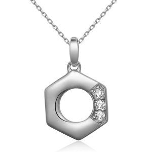 Real Diamond Hexagon Style Cute Pendant White God